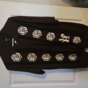 NEW HUF Mens Full Freddie Zip  Polo with Dice Pattern     Size M Collor Coffee
